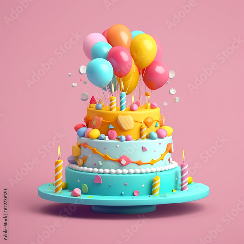 Happy birthday decorations set generated with AI