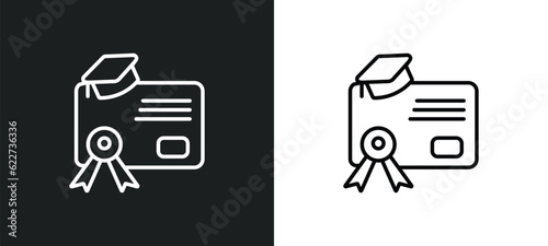 diploma outline icon in white and black colors. diploma flat vector icon from education collection for web, mobile apps and ui.