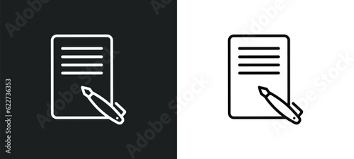 writing outline icon in white and black colors. writing flat vector icon from education collection for web, mobile apps and ui.