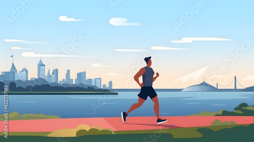 Young man jogging. Active healthy lifestyle concept, running, city competition, marathons, cardio workout, exercise