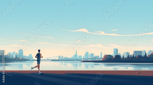 Young man jogging. Active healthy lifestyle concept, running, city competition, marathons, cardio workout, exercise