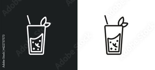 mint julep outline icon in white and black colors. mint julep flat vector icon from drinks collection for web, mobile apps and ui.