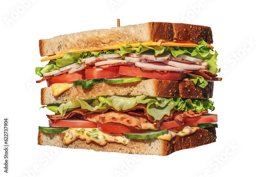Dagwood sandwich on transparent background. Generative AI. photo