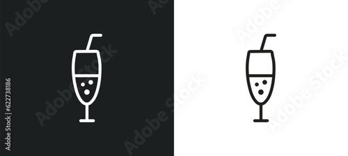 ramos gin fizz outline icon in white and black colors. ramos gin fizz flat vector icon from drinks collection for web, mobile apps and ui.