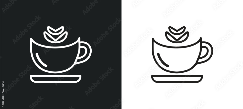cappuccino outline icon in white and black colors. cappuccino flat vector icon from drinks collection for web, mobile apps and ui.