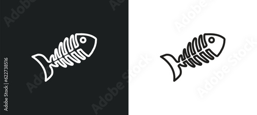 fish skeleton outline icon in white and black colors. fish skeleton flat vector icon from drinks collection for web, mobile apps and ui. photo
