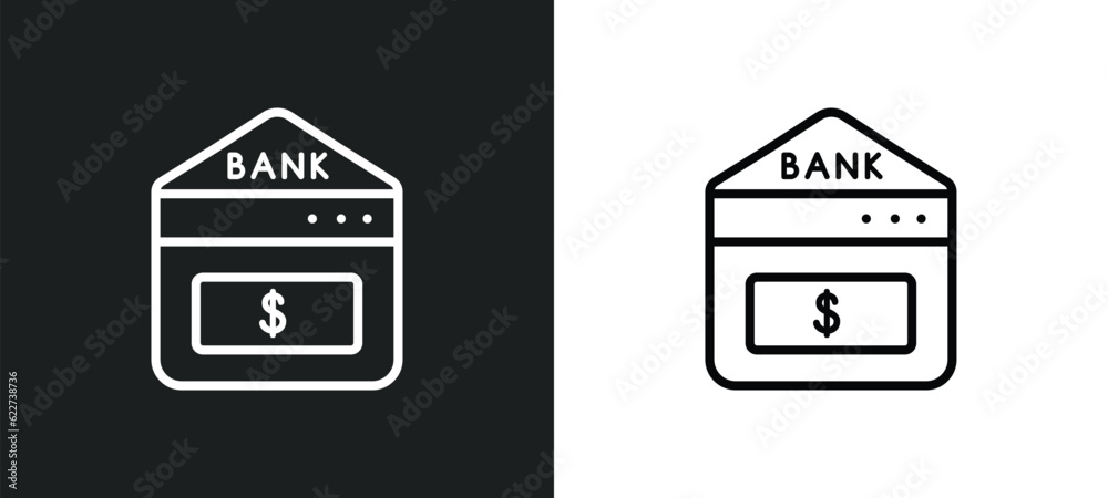 bank outline icon in white and black colors. bank flat vector icon from digital economy collection for web, mobile apps and ui.