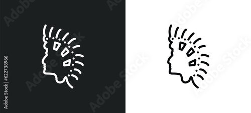 native american outline icon in white and black colors. native american flat vector icon from wild west collection for web, mobile apps and ui.
