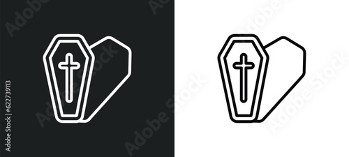 wooden coffin outline icon in white and black colors. wooden coffin flat vector icon from desert collection for web, mobile apps and ui.