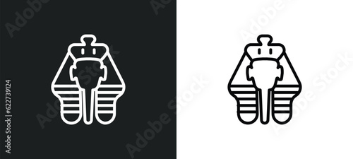 pharaoh outline icon in white and black colors. pharaoh flat vector icon from desert collection for web, mobile apps and ui.