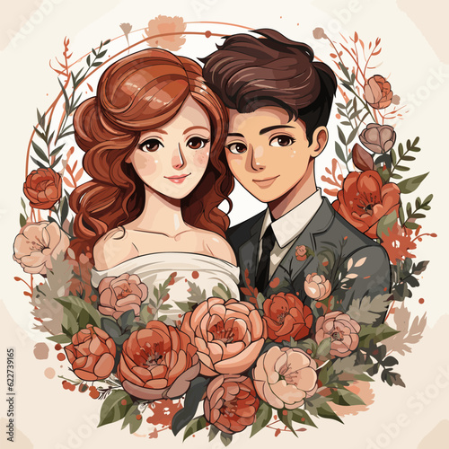 Wedding hand-drawn comic illustration. Wedding. Vector doodle style cartoon illustration