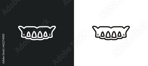 denture outline icon in white and black colors. denture flat vector icon from dentist collection for web, mobile apps and ui.