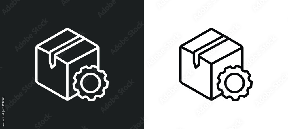 supply chain outline icon in white and black colors. supply chain flat ...