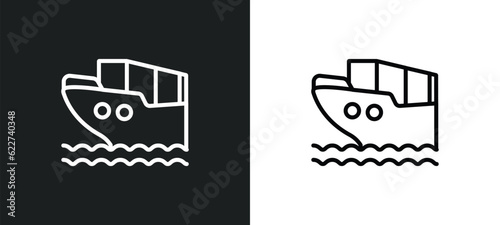ocean transportation outline icon in white and black colors. ocean transportation flat vector icon from delivery and logistics collection for web, mobile apps and ui.