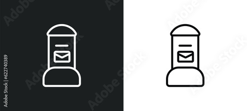 postbox outline icon in white and black colors. postbox flat vector icon from delivery and logistics collection for web, mobile apps and ui.