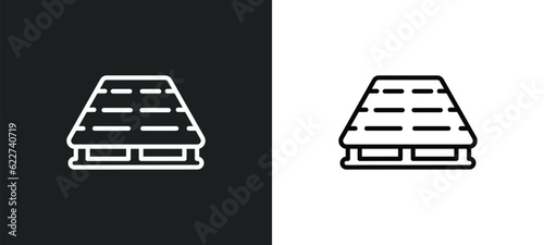 pallet outline icon in white and black colors. pallet flat vector icon from delivery and logistic collection for web, mobile apps and ui.