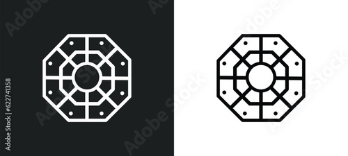 pa kua mirror outline icon in white and black colors. pa kua mirror flat vector icon from cultures collection for web, mobile apps and ui. photo