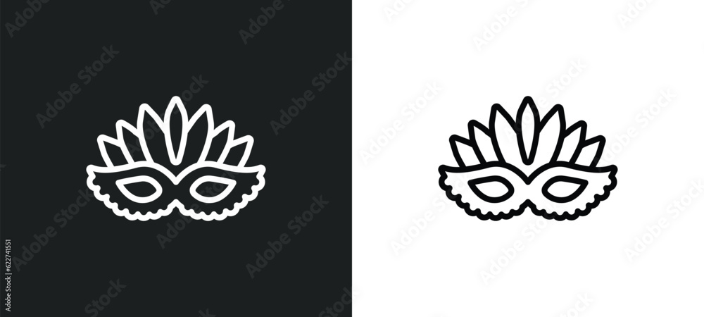 mask for brazil carnival celebration outline icon in white and black colors. mask for brazil carnival celebration flat vector icon from culture collection for web, mobile apps and ui.