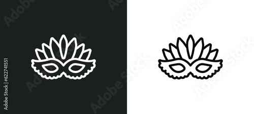 mask for brazil carnival celebration outline icon in white and black colors. mask for brazil carnival celebration flat vector icon from culture collection for web  mobile apps and ui.