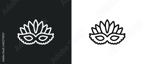 mask for brazil carnival celebration outline icon in white and black colors. mask for brazil carnival celebration flat vector icon from culture collection for web, mobile apps and ui.