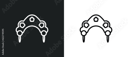 kokoshnik outline icon in white and black colors. kokoshnik flat vector icon from culture collection for web, mobile apps and ui. photo