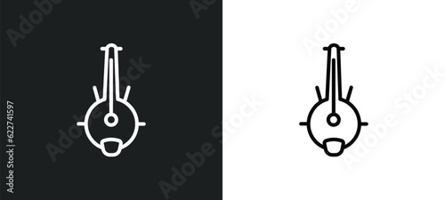 kora outline icon in white and black colors. kora flat vector icon from culture collection for web, mobile apps and ui.