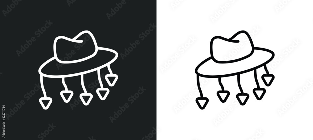 cork hat outline icon in white and black colors. cork hat flat vector ...