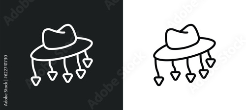 cork hat outline icon in white and black colors. cork hat flat vector icon from culture collection for web, mobile apps and ui.
