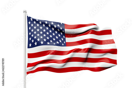 USA flag, isolated white background