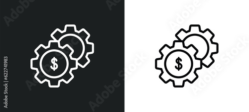 economy gear outline icon in white and black colors. economy gear flat vector icon from economyandfinance collection for web, mobile apps and ui.