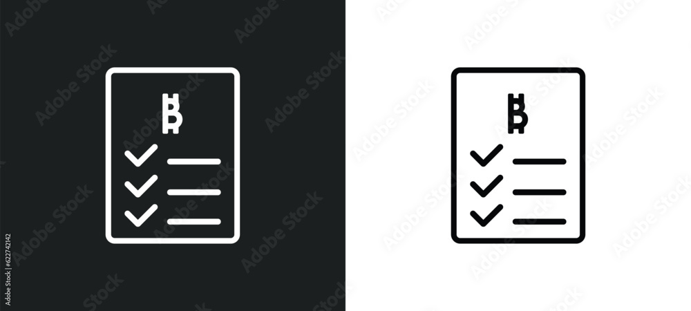 crypto records outline icon in white and black colors. crypto records flat vector icon from cryptocurrency collection for web, mobile apps and ui.