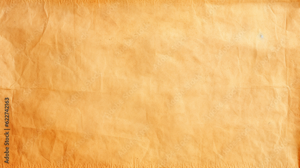 Obraz premium Orange and White Used Parchment Paper Texture - Background, Wallpaper, or Art Print Template - Weathered and Vintage with Depth, Folds, and Lines - Generative AI