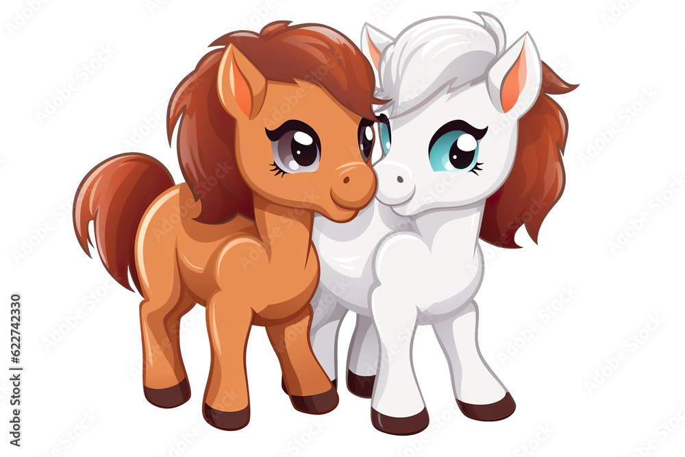 kawaii cute Horses sticker image, in the style of kawaii art, meme art, animated gifs isolated white background kawaii cute Horses sticker image, in the style of kawaii art, meme art, animated gifs isolated white background
