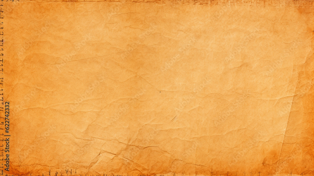 Orange and White Used Parchment Paper Texture - Background, Wallpaper, or Art Print Template - Weathered and Vintage with Depth, Folds, and Lines - Generative AI