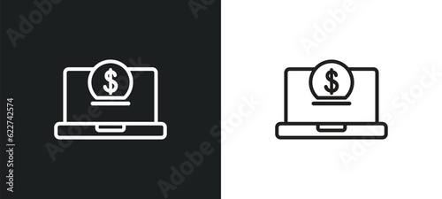e-business outline icon in white and black colors. e-business flat vector icon from cryptocurrency economy collection for web, mobile apps and ui.