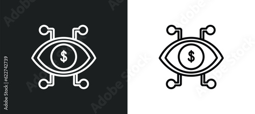 bionic contact lens outline icon in white and black colors. bionic contact lens flat vector icon from crowdfunding collection for web, mobile apps and ui.