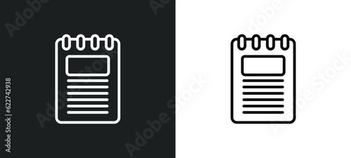 note outline icon in white and black colors. note flat vector icon from content collection for web, mobile apps and ui.