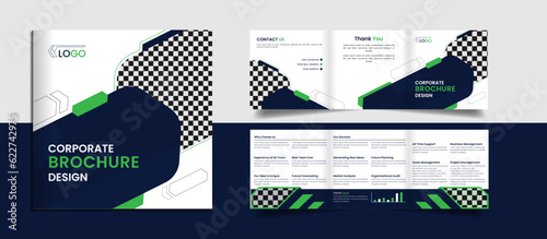 Creative corporate square trifold brochure look book design with minimal and creative shapes