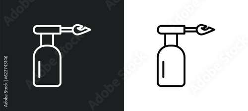 blowtorch outline icon in white and black colors. blowtorch flat vector icon from construction collection for web, mobile apps and ui.