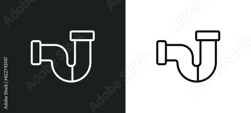plumbing pipes outline icon in white and black colors. plumbing pipes flat vector icon from construction collection for web, mobile apps and ui.