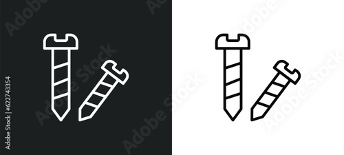 screws outline icon in white and black colors. screws flat vector icon from construction tools collection for web, mobile apps and ui.
