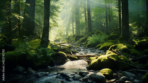 The dense mystical forest is captured by the camera in panning motion.