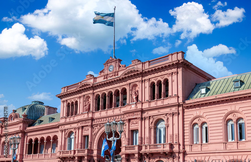 Casa Rosada, office of the president of Argentina located on landmark historic Plaza de Mayo.