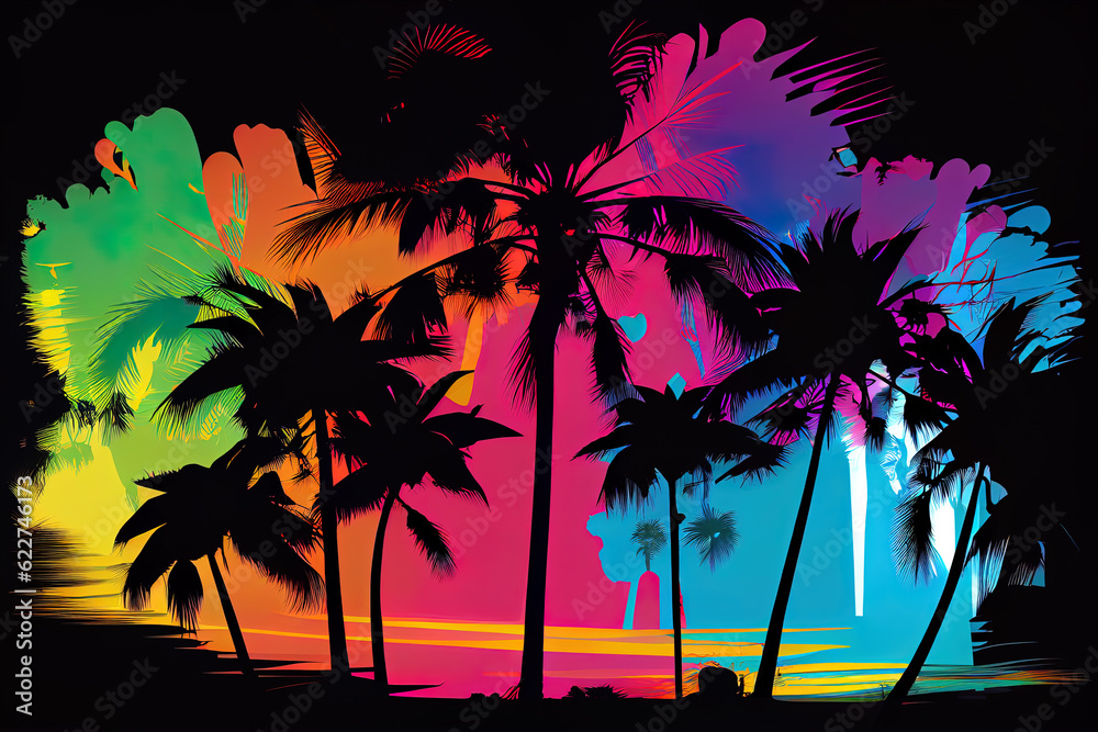 Obraz premium Colorful Palm, Music background