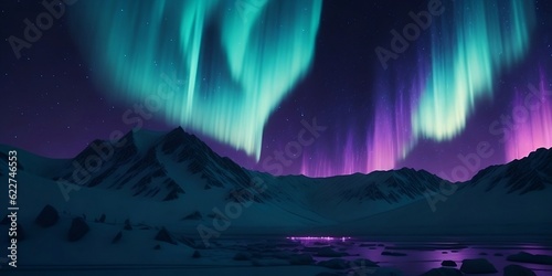 Blue and violet aurora borealis