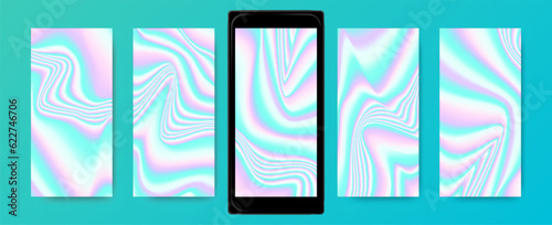 Colorful holographic background collection for mobile screensaver.