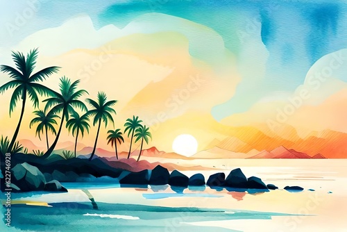 beach with palm trees