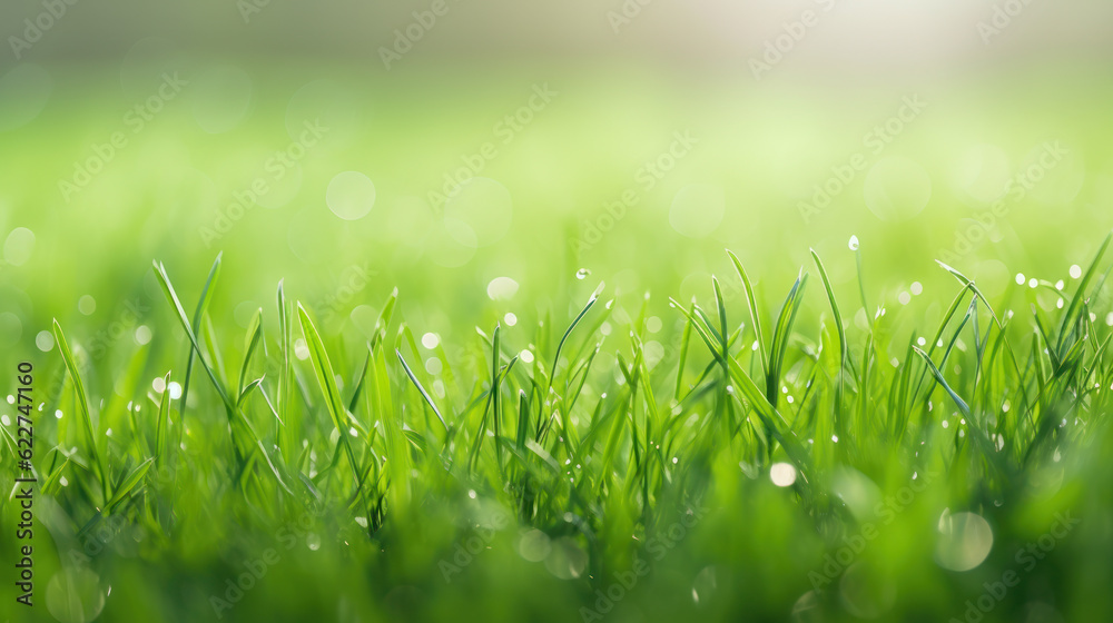 nature background with closeup of wet grass
