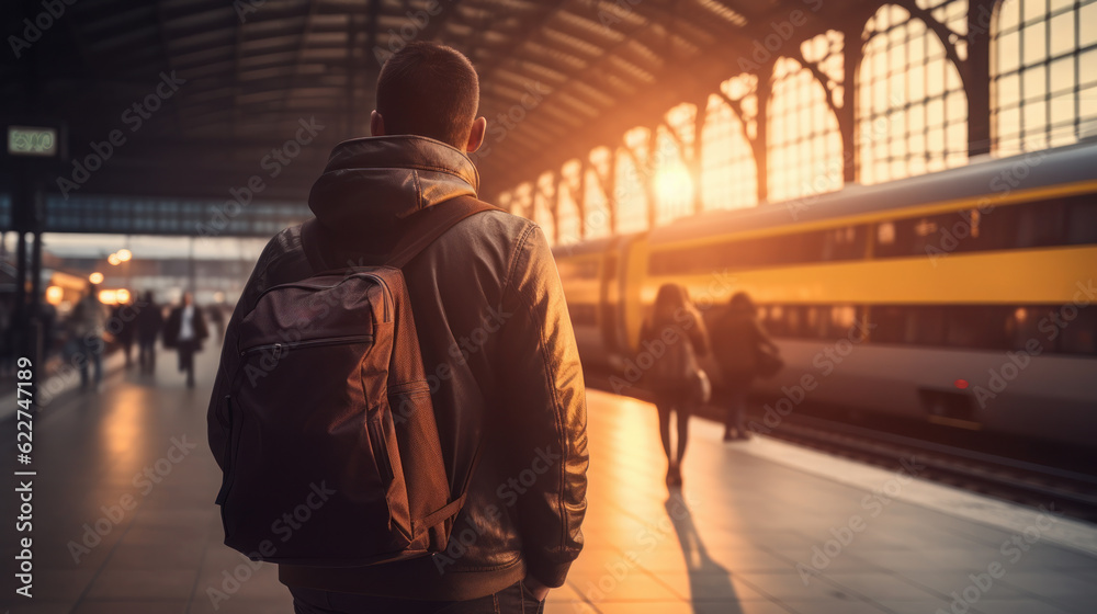 person waiting on train station. travel concept