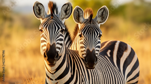 two zebras posing